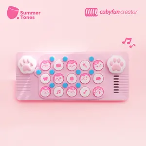 Cubyfun Pocket Music Keyboard Plus Easyplay Pink Electronic Midi Synthesizer with 20 Built-in Instruments & Dual-MIDI Output for Kids' Creative Musical Play