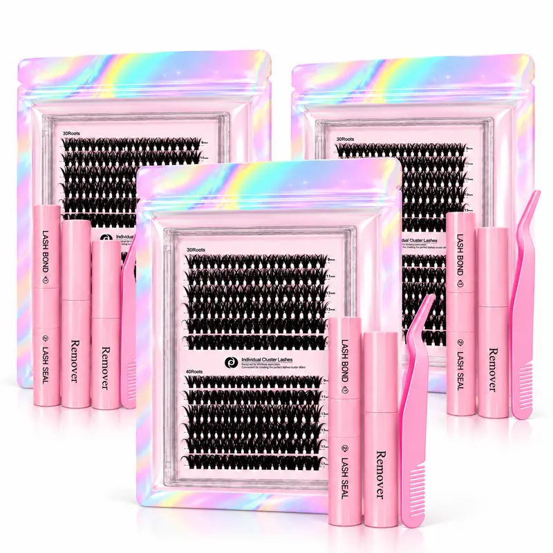 DIY Cluster Lash Extension Kit with Bond, Seal, Remover & Tweezers ...