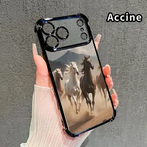 Horses in Freedom Pattern Phone Case Compatible with iPhone 17 Pro Max 16 15 Plus Air 14 13 12 11 E Featuring Strengthened Four Corners Soft Back for Drop Protection