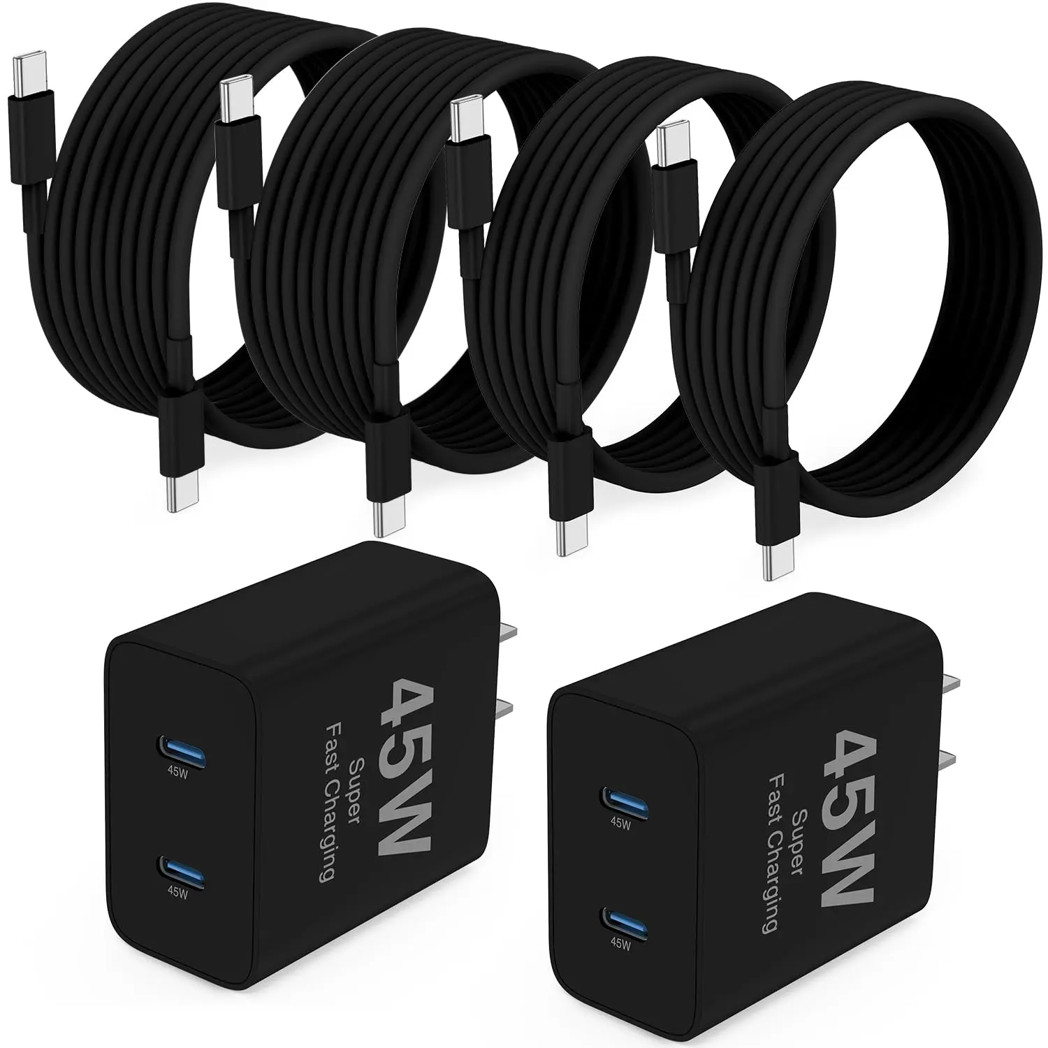 For iPhone 17 16 15 Charger,  45W Dual Port USB C Fast Charging Block and 6ft/10ft Type C to C Cable Cord Long, for Apple iPhone 17 Pro Max/17 Air/16 Pro/15 Plus/iPad/mini,Wall Plug Cube Brick