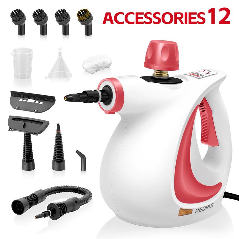 Redhut [2026] Pressurized Handheld Multi-Surface Natural Steam Cleaner with 12 pcs Accessories Powerful, Chemical-Free, Steamer for Home And Car, Cleaning Washing Machine, Air Conditioner, Kitchen, Summerclean Appliances Tool Household