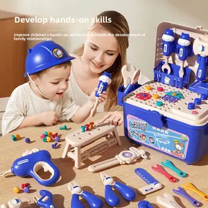 Children's Simulation Repair Toolbox Pretend Play Toy Toolbox with Screws and Electric Drill Repair Gift Toy