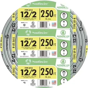 Southwire UF-B Underground Feeder Cable, 12/2 AWG — 250 ft, 600V
