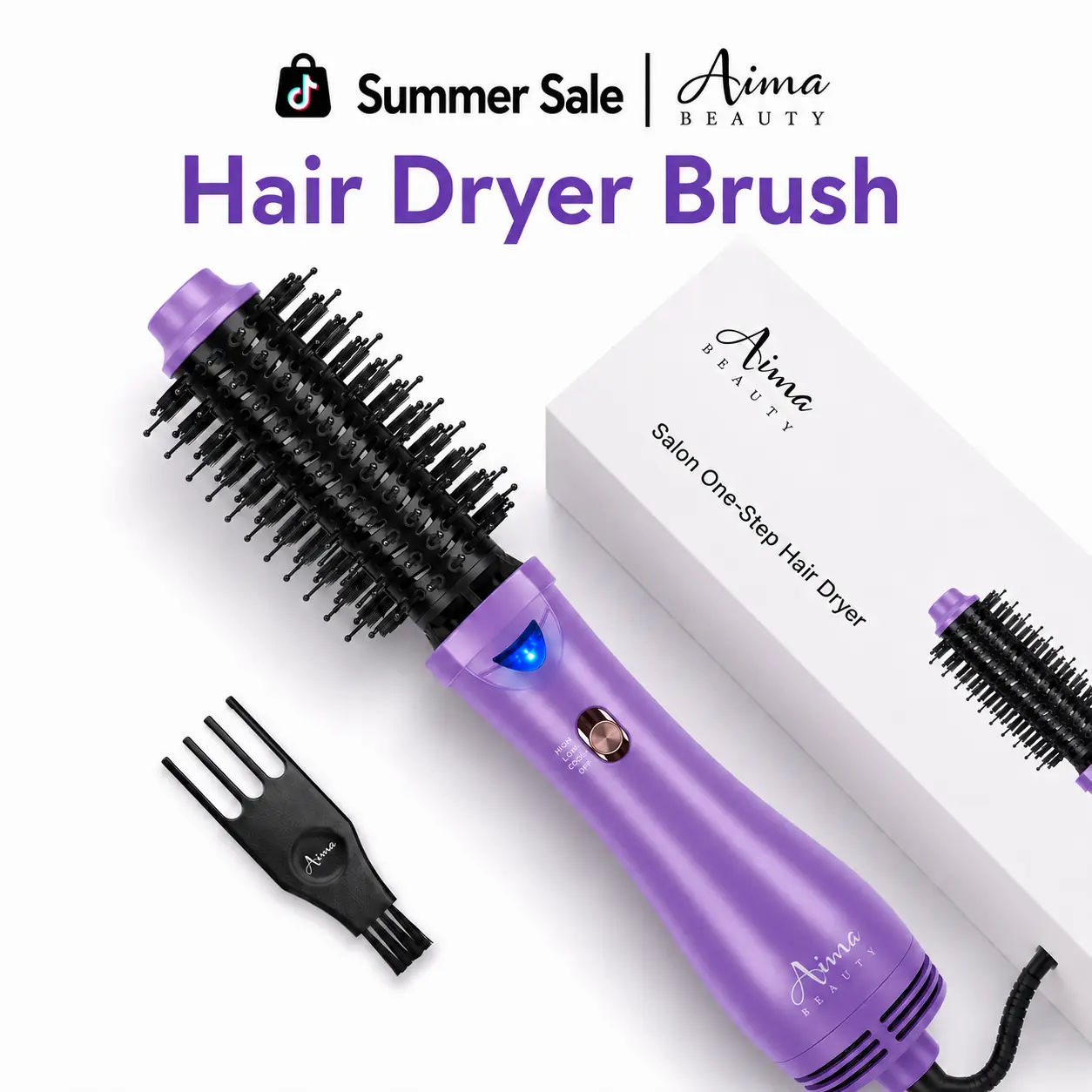 Aima Beauty Hair Dryer Brush,One-Step Negative Hair Styler, Hot Air Brush Hair Dryers Strightener& Curler for Smooth Frizz-Free Blowout,Dual Voltage Negative Ion Blowout Brush,Perfect Travel Gifts for Women Thermal Brush,Hair Curler Brush Comb