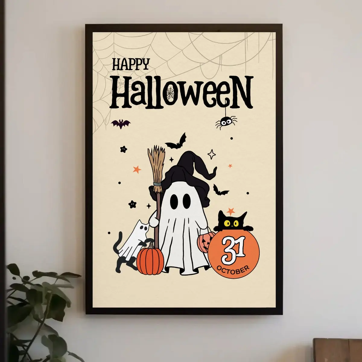 Trick Or Treat Halloween Wall Art, Witches Sign, Spooky Holiday Decor, Unframed