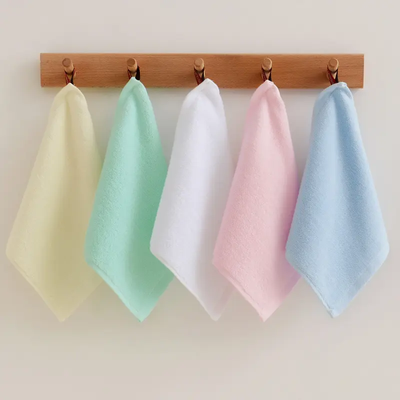 Small square towel, 32-ply pure cotton, plain color.