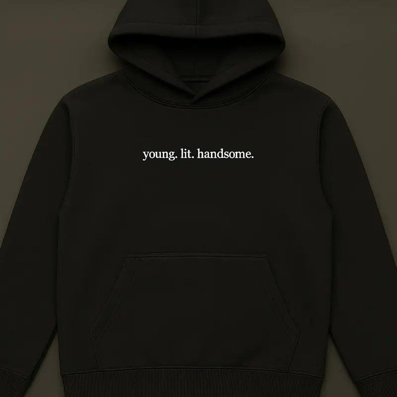 EsDee Kid Young Lit and Handsome Embroidered 100% Cotton Heavyweight Oversized Hoodie    Pullover Casual