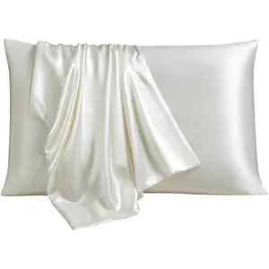 Silk Pillowcase,   Mulberry Silk, Real 22 Momme 6A Grade, Oeko-Tex Certified, Luxury Pillow Cover for Hair & , with  Zipper(1 Pc Standard 20x26, Cream White)