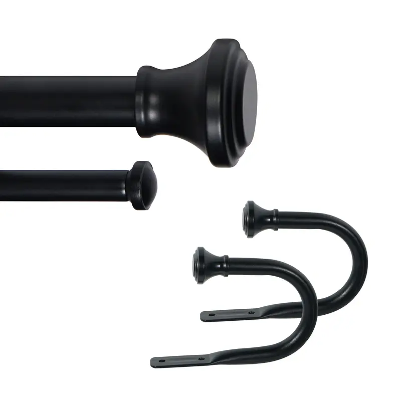 eTeckram 1" Double Curtain Rod with Trumpet Finials- 28''- 48'', 48"-84", 84"-120" (Sand Nickel, Oil-Rubbed Bronze, Black)