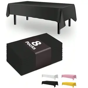 Disposable Party Tablecloth, Waterproof PE Plastic Sheet, Birthday Dessert Table Solid Color Tablecloth for Outdoor Wedding, Party, Picnic Table Cover