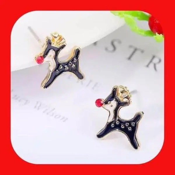 New Holiday Edition Darling Prancing Enamel Reindeer Stud Earrings   Perfect Stocking Stuffer!