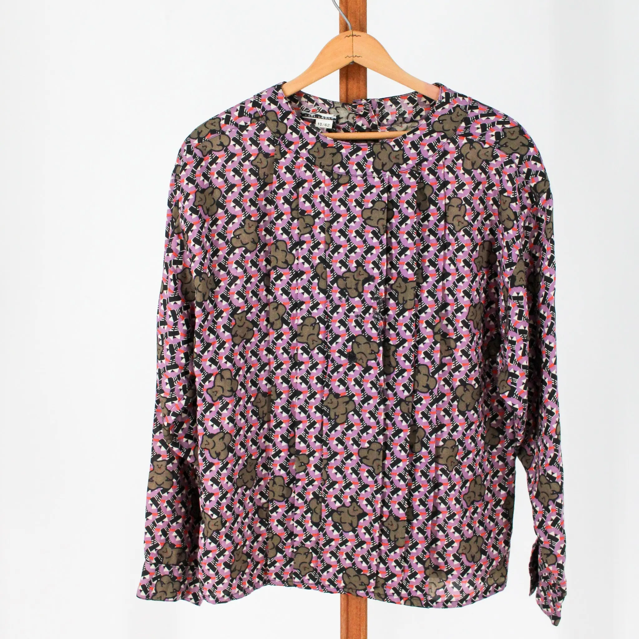 80s karl lagerfeld teddy bear print wool blouse