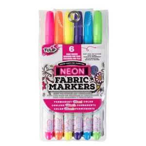 Tulip Fine-Tip  Fabric Markers Neon 6 Pack