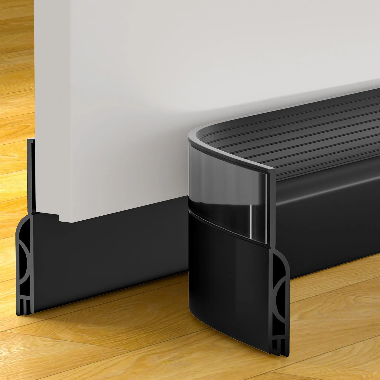 39" Under Door Draft Seal Guard - Bottom Sweep for Bathroom Doors, Weatherproof, Heat/Cold Resistant, Easy to Install, Draft & Noise Blocker, Mice/Pest Deterrent, Energy Bill Saver (Black), Under Door Seal