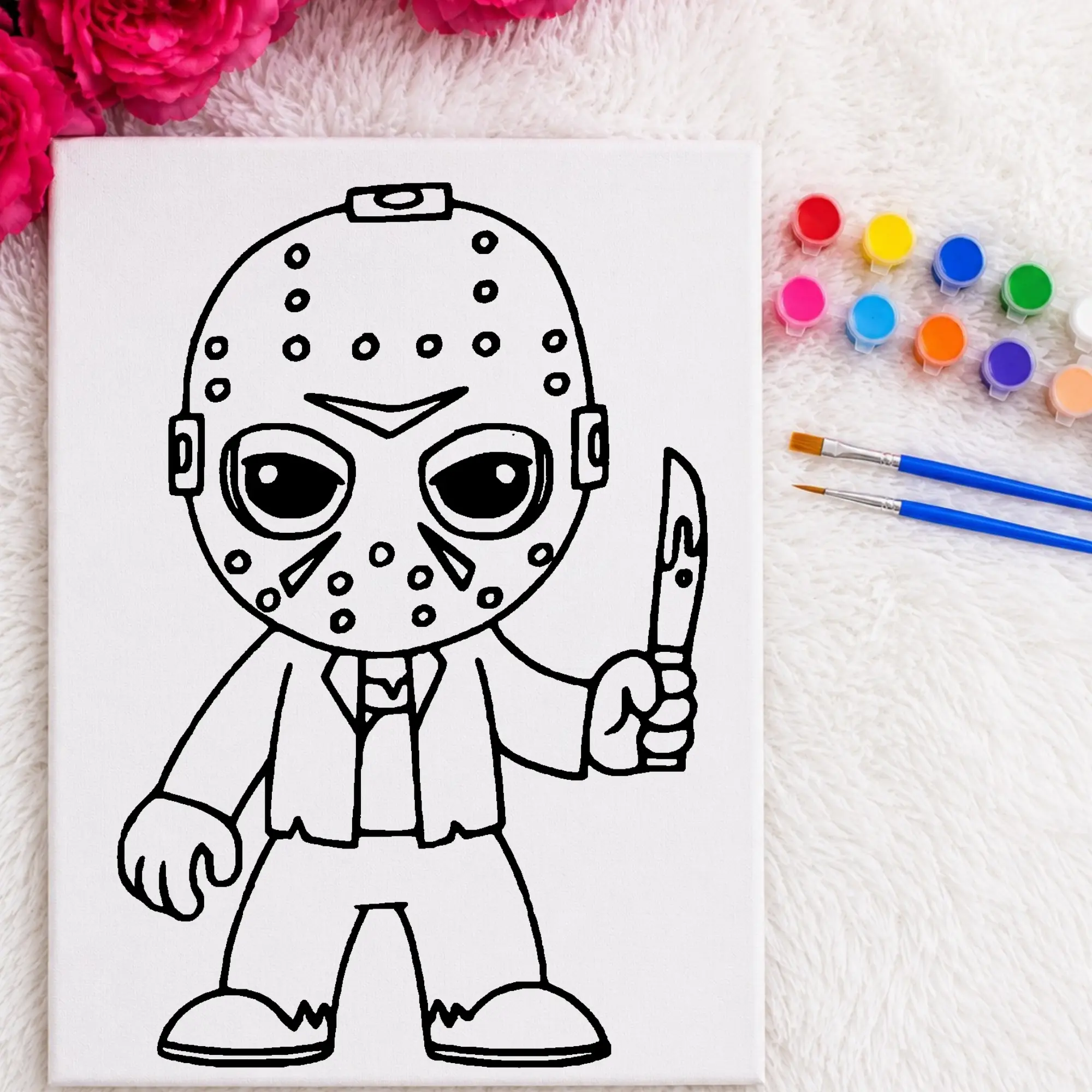 Jason Halloween Canvas Paint Kit - Color Your Own Canvas - Sip and Paint Activity