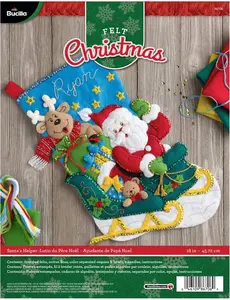 Bucilla Felt Applique Stocking Kit Santa's Helper, Size 18-Inch