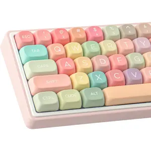 Keys MOA Profile Cute Keycap Dye-Sublimation Rainbow Candy Keycaps Set Custom Keycap for Cherry Gateron MX Swithes Mechanical