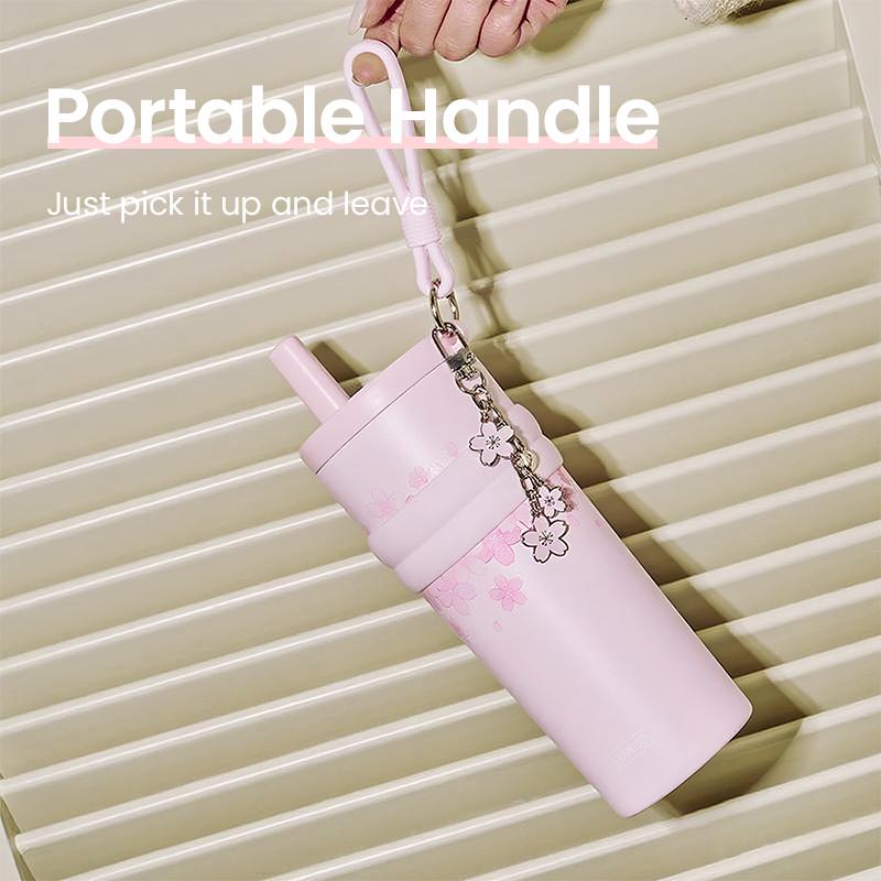YANIS 3 Large-capacity Outdoor High-visibility Style Ladies and Gentlemen Universal Fashionable Picnic Insulated Cup-C003 Drinkware Flasks 550ml 316L Inner Liner Portable Tumbler Mug Bottles Bottled C003-White Water Bottles