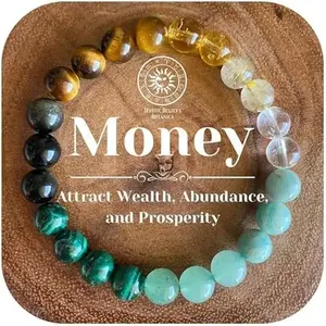 Veliora Gift B Money Bracelets Wealth for Women Green Jade Tiger Eye Beaded Bracelet Birthday Jewelry Gifts Stone Crystal