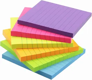 Lined Sticky Notes with Lines 4x4 Self-Stick Notes 6 Bright Color 6 Pads, 60 Sheets/Pad