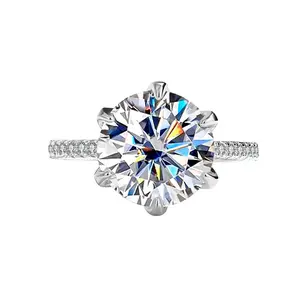 [B052]S925 Sterling Silver Elegant Goddess Classic 5ct Everyday Wear Moissanite Ring