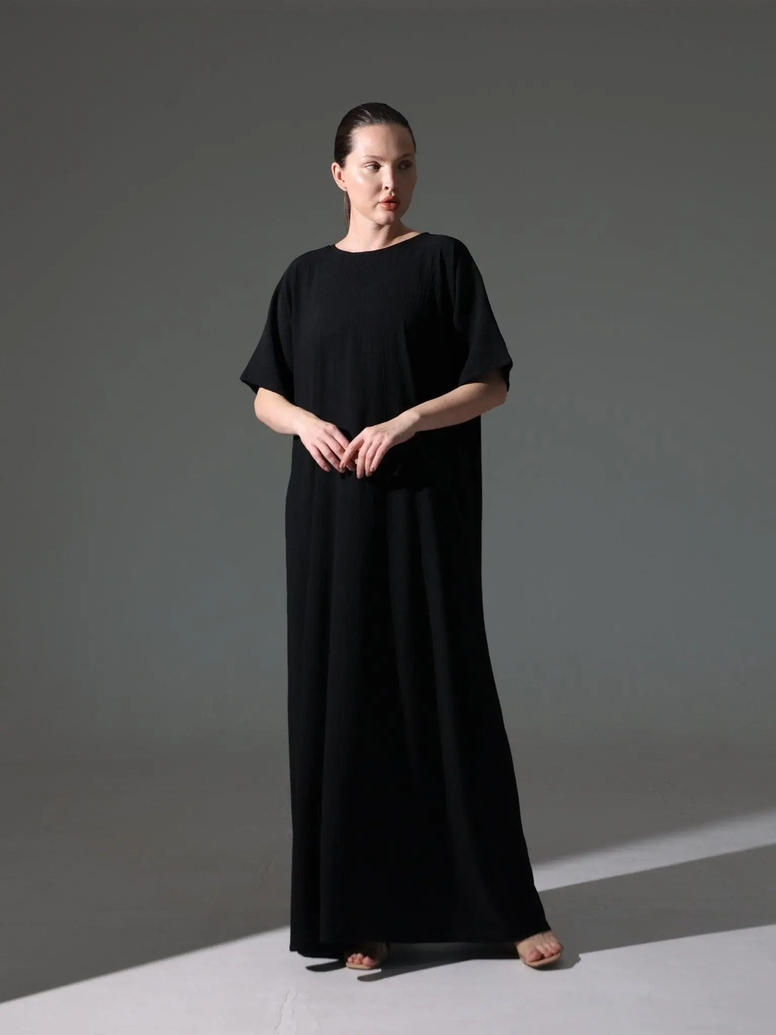 Crepe Abaya Inner Slip Dress - Classic Black