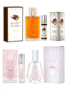 (4pc Bundle Pack) 50ml Choco Musk + 6ml Roll-On by Al-Rehab + 50ml Yara + 10ml Roll-On by Ard Al-Zaafaran (4pc Bundle Pack) 50ml Choco Musk + 6ml Roll-On by Al-Rehab + 50ml Yara + 10ml Roll-On by Ard Al-Zaafaran