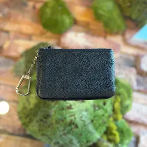 Pre-owned Louis Vuitton canvas Small Leather Goods Black Mahina Key Pouch