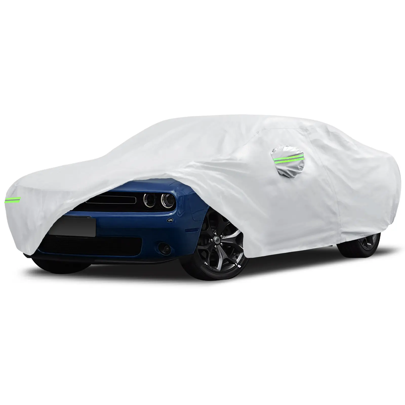 Car Cover Custom Fit for Dodge Challenger 2008-2025, Migaven Waterproof Full Exterior Cover Sun Rain Protection with Door Zipper Silver summerwins