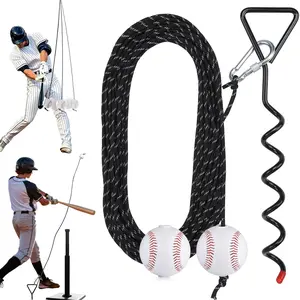 Baseball & Softball Swing Trainer, Replaceable Practice Baseball  Rope with Heavy-Duty Ground Stake, Solo Swing Practice in Backyard & Get 50ft of Flight Feedback, Ideal for Baseball Players