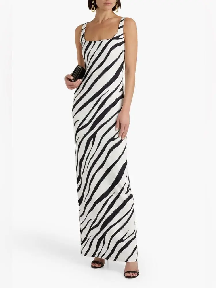 Et Ochs Zebra Aaliyah Square Neck Gown