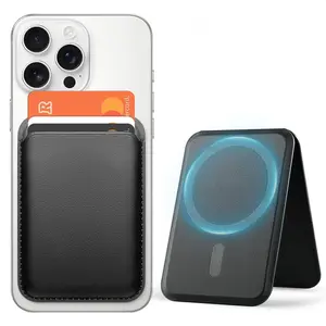 Phone Wallet for iPhone 17 Pro Max 16 15 14 13 12 Pro Max Plus  Not for iPhone For MagSafe Wallet, Magnetic Card Holder with Adjustable Stand, PU Leather , Fit 3 Cards, Black