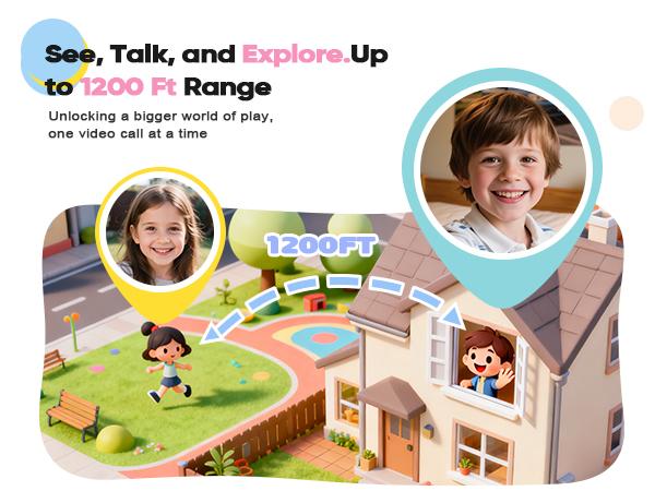 Careenoah Video Walkie Talkies for Kids 2 Pack with Voice   Changer 1000 Feet Range Fun Toys for Indoor Play   Camping Hiking Travel Birthday for Boys Girls Ages 3-10   Safe Communication Cartoon Character Design