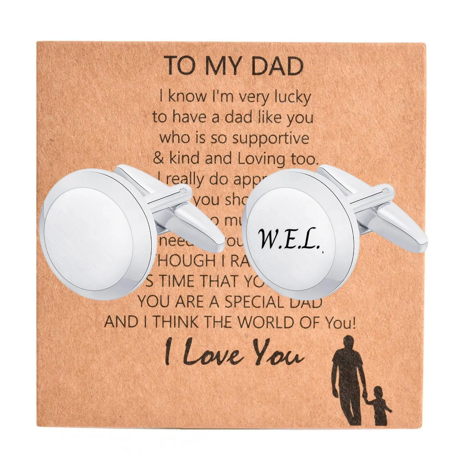 Vnox Free Custom Name Cufflinks Gift for Men Dad,Matte Surface Stainless Steel Shirt Cuff Links,High End Gentle Fathers Day Gift