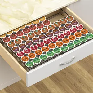 Expandable Coffee Pod Holder Drawer-For Keurig K-Cup - Holds 35 - 70 Coffee Pods - Coffee Station Organizer for Office and Kitchen, Black