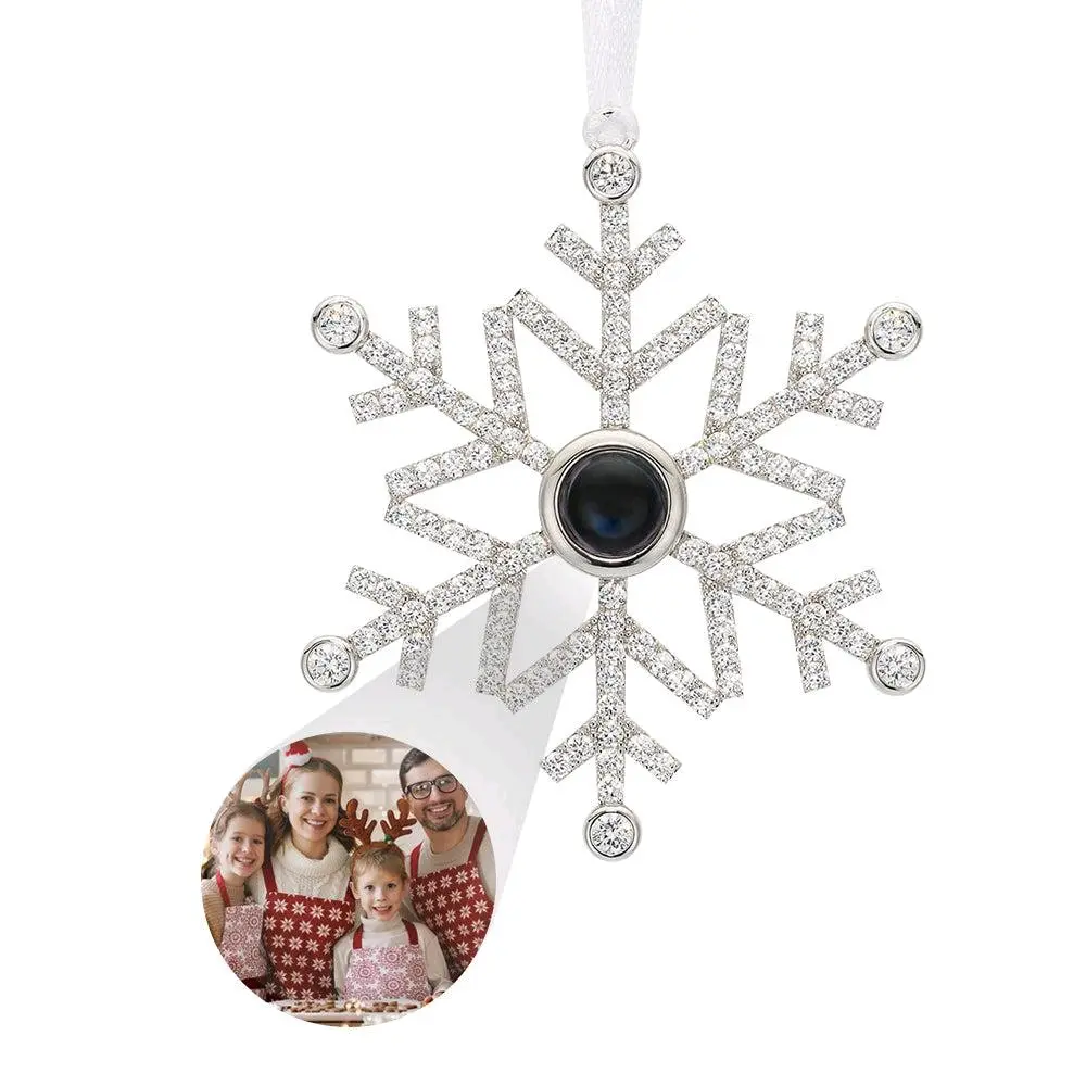 Personalized Projection Custom Photo Snowflake Christmas Ornament 3 Color Choices