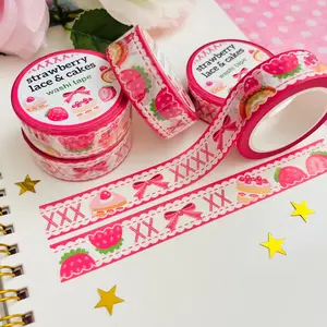 Strawberry Cake Washi Tape - Elegant Stationery, Lace, Ichigo, Ribbons, Sweets