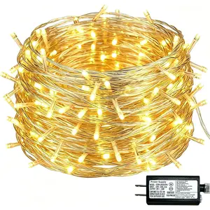 Warm White Christmas Lights - 100 LED 33ft String Lights for Bedroom Indoor, 8 Modes Fairy Twinkle Lights Plug in, Waterproof Outdoor Hanging Lights for Room, Xmas Tree, Garden & Party Decor