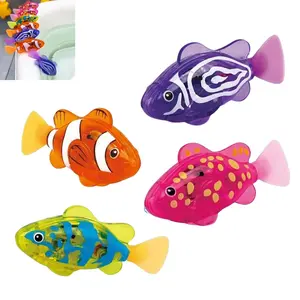 Magic Water-Activated Glowing Swimming Fish, Neon Deep-Sea Disco, Interactive Colorful Robot Fish, Swimming Robotic Luminous Function, Waterproof Aquarium Bath Time Fun(4pcs)