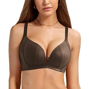 WMBras Women's Inbarely Triangle Bralette Plunge Unlined Seamless Bra No Underwire Sexy Comfortable Everyday