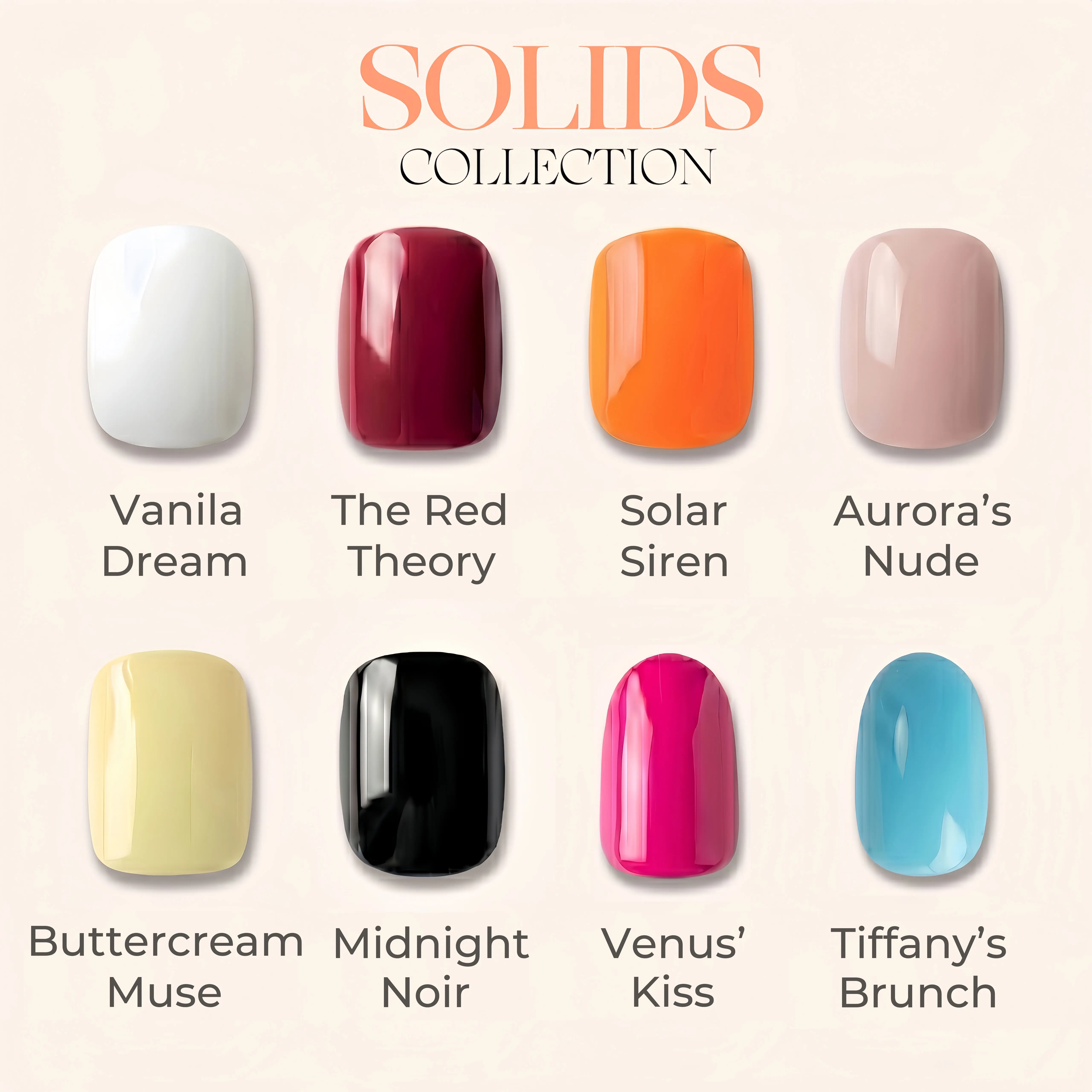 The Muse Aesthetic 24pcs Solid Color Press-On Nails | Full-Size Salon-Quality Reusable Gel Nails | Pre-Applied Adhesive | Short Square & Round | Red Nail Theory & Clean Girl Styles| Solid Nail