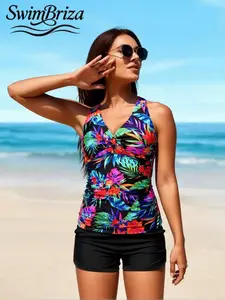 Briza｜Regular Women's Summer Swimsuit Set, Casual Beach Wear, Tankini Set Design, Comfortable And Stretchy Fabric, A Great Gift For Your Girlfriend.