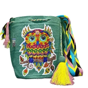 Wayuu Crochet Bag with Hand-Applied Rhinestones - Luxury Handmade Shoulder Purse