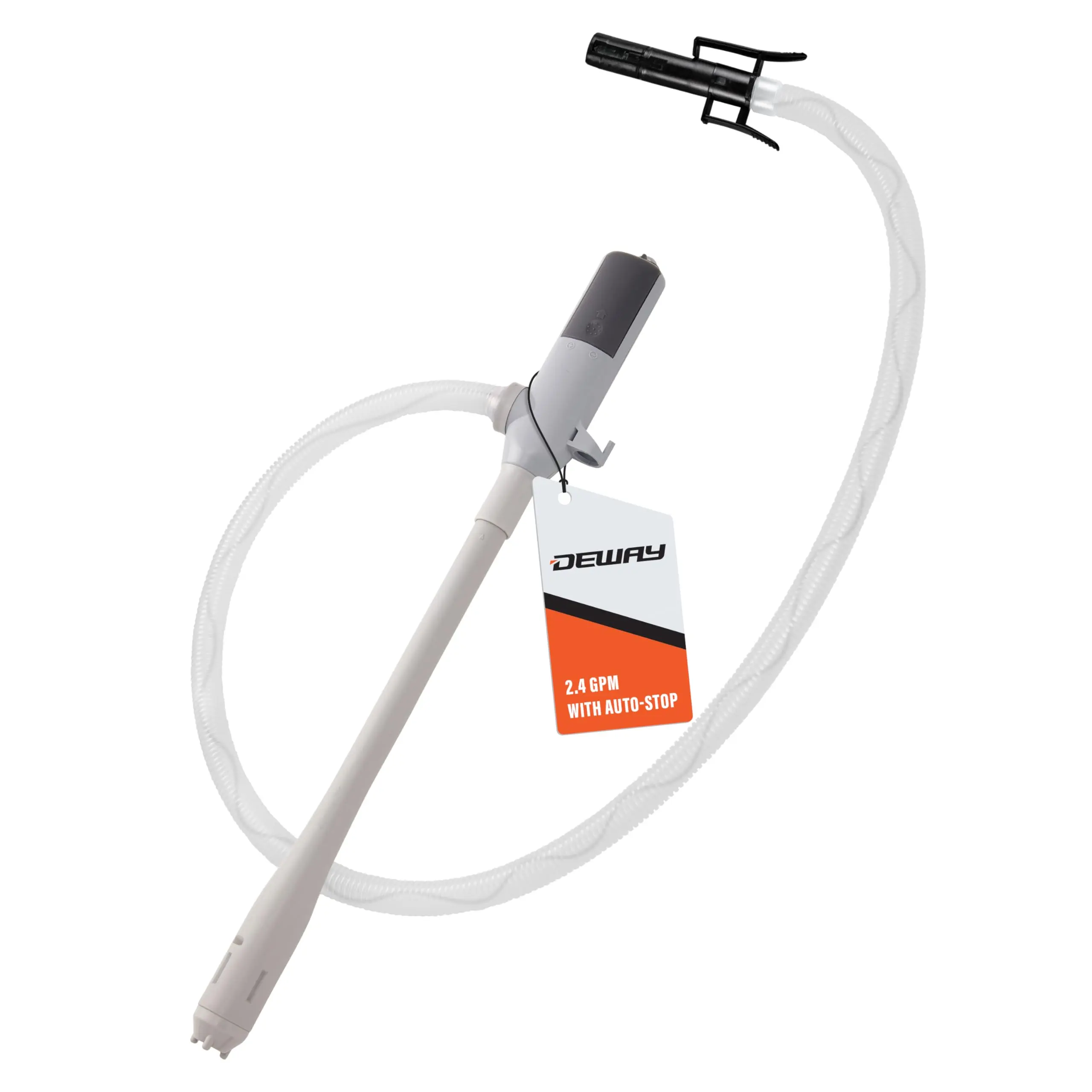 Deway Automatic Fuel Transfer Pump with Auto-Stop, AA Battery Powered, 39" Extra Long Hose, Portable Liquid Pump Transfers Gasoline, Water & More at 2.4 Gal/Minute