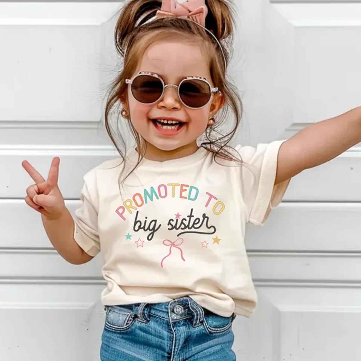 Coquette Big Sister Kids Shirt, Promoted to Big Sister Toddler Tee, Pregnancy Reveal Bow Babysuit Outfit, Cute Baby Announcement Toddler Girl Shirt Gift