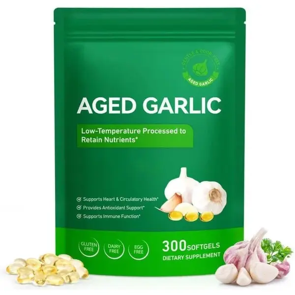 Best Aged Garlic Extract, 300 Softgels, 7500mg Odorless | Heart & Immune Pack 1