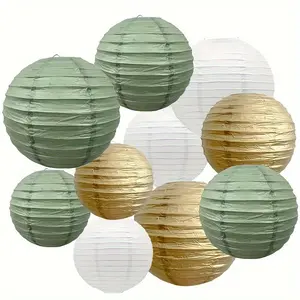 10 paper lantern decorations, sage green and gold round hanging paper lanterns, suitable for rustic wedding, birthday, and gender reveal parties. Spooky Campfire Resin Ornament