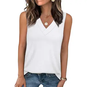 Tank Tops for Women Summer V Neck T Shirts Trendy Sleeveless Basic Tee Loose Fit
