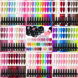 MSRUIOO 10pcs Gel Nail Polish Set, All Seasons Gel polish Kit Soak Off UV Gel Polish Collections Gifts for Manicure Lovers Home Salon Nall Art DIY Manicure, Glitter Gel Set