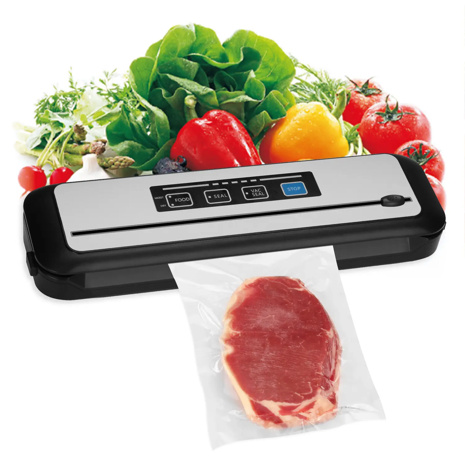 INKBIRD Food Vacuum Sealer, dry and wet sealing modes, built-in cutter, comes with a starter pack of vacuum bags, compact and easy-to-clean design, meal prep container set, food preservation tool, ideal holiday gift | Back to School